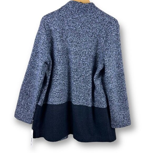 Liz Claiborne XL Open Front Cozy Knit Cardigan Sweater Indigo Black Colorblock - Picture 2 of 10